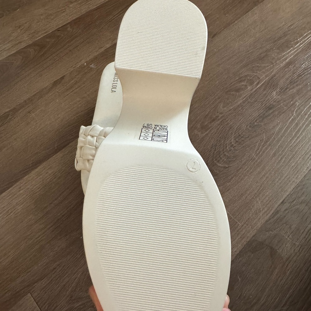 Miss Lola Cream Woven Mules - Picture 2 of 2